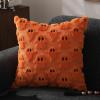 imageDFXSZ Halloween Pillow Covers 18x18 inch Set of 2 Black Ghost Throw Pillow Cases Soft Plush Faux Fur Wool Couch Cushion Case for Chair Sofa Bedroom Living Room Home Decor PTK03F18Orange