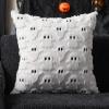 imageDFXSZ Halloween Pillow Covers 18x18 inch Set of 2 Black Ghost Throw Pillow Cases Soft Plush Faux Fur Wool Couch Cushion Case for Chair Sofa Bedroom Living Room Home Decor PTK03F18White Black