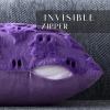 imageDFXSZ Halloween Pillow Covers 18x18 inch Set of 2 Black Ghost Throw Pillow Cases Soft Plush Faux Fur Wool Couch Cushion Case for Chair Sofa Bedroom Living Room Home Decor PTK03F18Purple
