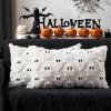 imageDFXSZ Halloween Pillow Covers 18x18 inch Set of 2 Black Ghost Throw Pillow Cases Soft Plush Faux Fur Wool Couch Cushion Case for Chair Sofa Bedroom Living Room Home Decor PTK03F18White Black