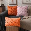 imageDFXSZ Halloween Pillow Covers 18x18 inch Set of 2 Black Ghost Throw Pillow Cases Soft Plush Faux Fur Wool Couch Cushion Case for Chair Sofa Bedroom Living Room Home Decor PTK03F18Orange