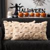 imageDFXSZ Halloween Pillow Covers 18x18 inch Set of 2 Black Ghost Throw Pillow Cases Soft Plush Faux Fur Wool Couch Cushion Case for Chair Sofa Bedroom Living Room Home Decor PTK03F18Beige