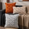 imageDFXSZ Halloween Pillow Covers 18x18 inch Set of 2 Black Ghost Throw Pillow Cases Soft Plush Faux Fur Wool Couch Cushion Case for Chair Sofa Bedroom Living Room Home Decor PTK03F18Orange Black Ghost