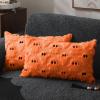 imageDFXSZ Halloween Pillow Covers 18x18 inch Set of 2 Black Ghost Throw Pillow Cases Soft Plush Faux Fur Wool Couch Cushion Case for Chair Sofa Bedroom Living Room Home Decor PTK03F18Orange