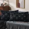 imageDFXSZ Halloween Pillow Covers 18x18 inch Set of 2 Black Ghost Throw Pillow Cases Soft Plush Faux Fur Wool Couch Cushion Case for Chair Sofa Bedroom Living Room Home Decor PTK03F18Black