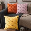 imageDFXSZ Halloween Pillow Covers 18x18 inch Set of 2 Black Ghost Throw Pillow Cases Soft Plush Faux Fur Wool Couch Cushion Case for Chair Sofa Bedroom Living Room Home Decor PTK03F18Yellow
