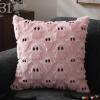 imageDFXSZ Halloween Pillow Covers 18x18 inch Set of 2 Black Ghost Throw Pillow Cases Soft Plush Faux Fur Wool Couch Cushion Case for Chair Sofa Bedroom Living Room Home Decor PTK03F18Pink