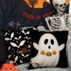 imageDFXSZ Halloween Pillow Covers 18x18 inch Set of 4 Halloween Decorations Ghost Pumpkins Bats Decor Holiday Pillow Case Farmhouse Decor for Home Sofa B107Black