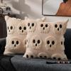 imageDFXSZ Halloween Pillow Covers 16x16 inch Set of 2 Beige Skeletont Halloween Decorations Soft Plush Faux Fur Wool Couch Cushion Case for Chair Sofa Bedroom Living Room Home Decor PTK04C16Beige