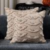 imageDFXSZ Halloween Pillow Covers 18x18 inch Set of 2 Beige Bat with Black Eyes Throw Pillow Cases Soft Plush Faux Fur Wool Couch Cushion Case for Chair Sofa Bedroom Living Room Home Decor PTK059A18Beige