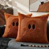 imageDFXSZ Halloween Pillow Covers 18x18 inch Set of 2 Black Eyes Beige Ghost Throw Pillow Cases Soft Plush Faux Fur Wool Couch Cushion Case for Chair Sofa Bedroom Living Room Home Decor PTK058B18Rust