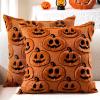 imageDFXSZ Halloween Pillow Covers 18x18 inch Set of 2 Black Eyes White Ghost Throw Pillow Cases Soft Plush Faux Fur Wool Couch Cushion Case for Chair Sofa Bedroom Living Room Home Decor PTK056A18Blackrust Pumpkins