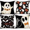 imageDFXSZ Halloween Pillow Covers 18x18 inch Set of 4 Halloween Decorations Ghost Pumpkins Bats Decor Holiday Pillow Case Farmhouse Decor for Home Sofa B107Black