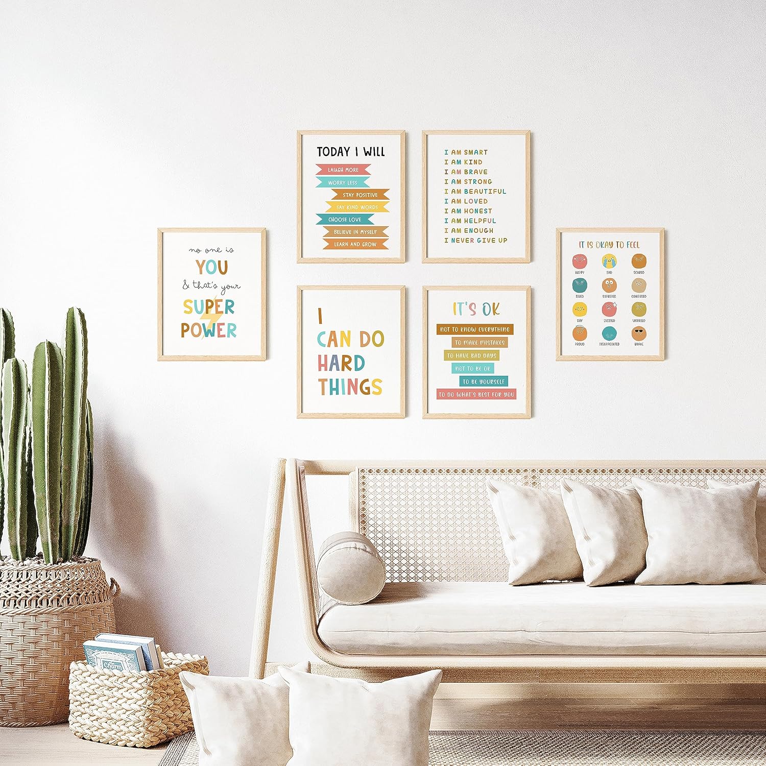 97 DECOR Kids Affirmation Wall Decor  Positive Affirmations for Kids Decor Affirmation Art Prints Nursery Pictures Colorful Inspirational Quotes Posters for Classroom Playroom Decor 8x10 UNFRAMED
