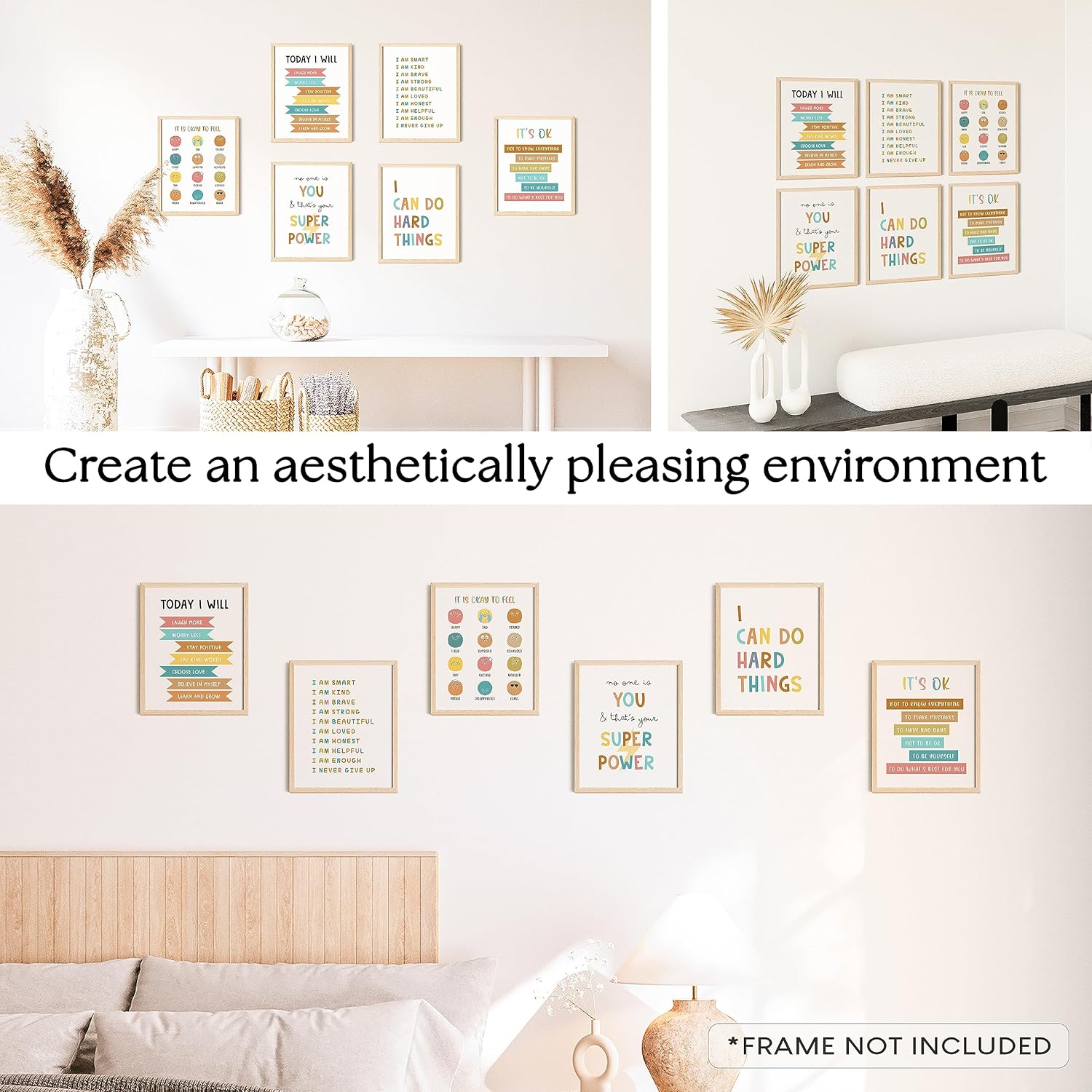 97 DECOR Kids Affirmation Wall Decor  Positive Affirmations for Kids Decor Affirmation Art Prints Nursery Pictures Colorful Inspirational Quotes Posters for Classroom Playroom Decor 8x10 UNFRAMED