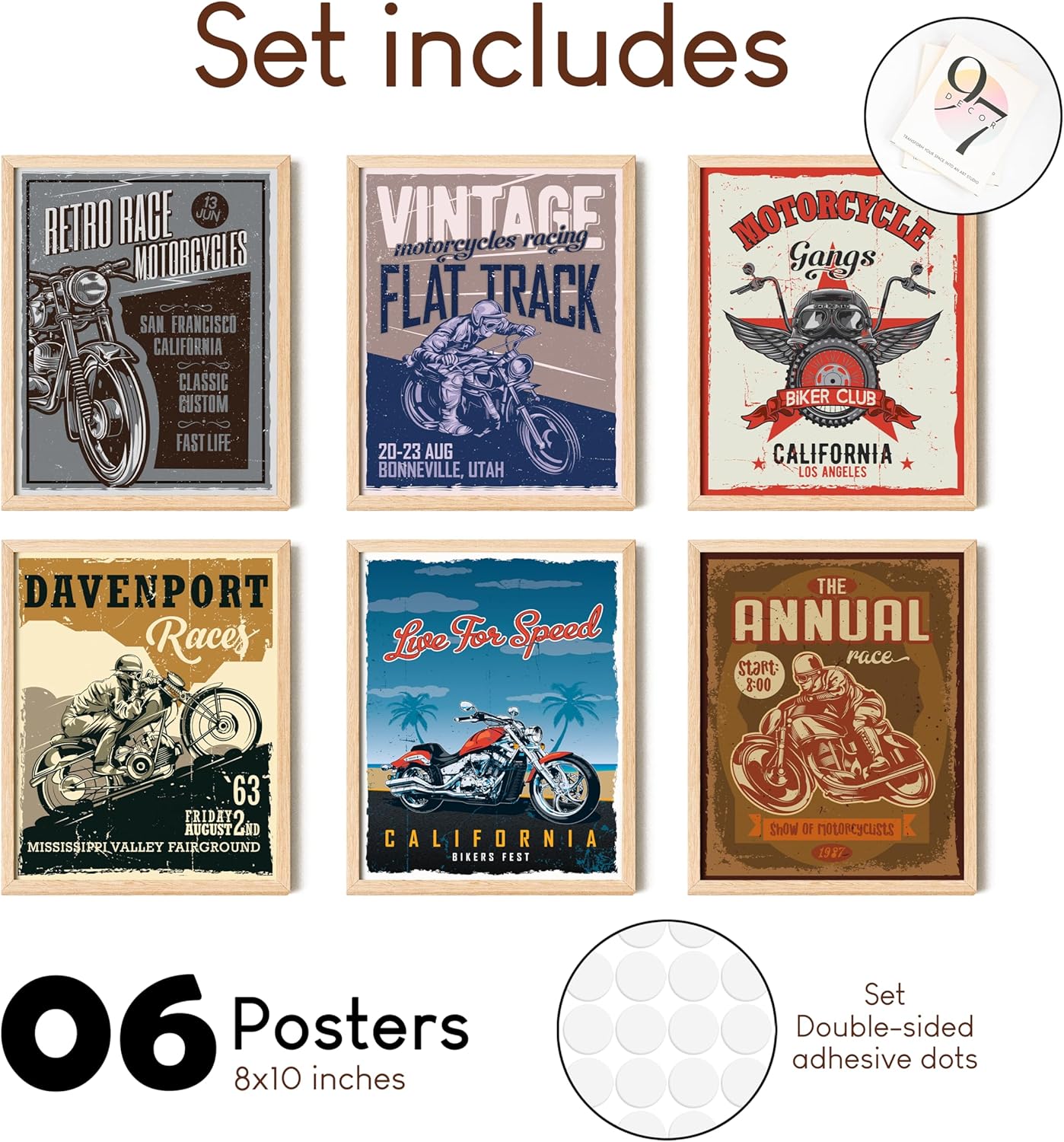 97 Decor Antique Motorcycle Posters  Rustic Motorcycle Decor Motorcycle Wall Art Prints Vintage Motorcycle Gifts for Men Motorcross Dirt Bike Stuff for Boys Bedroom Decorations 8x10 UNFRAMED