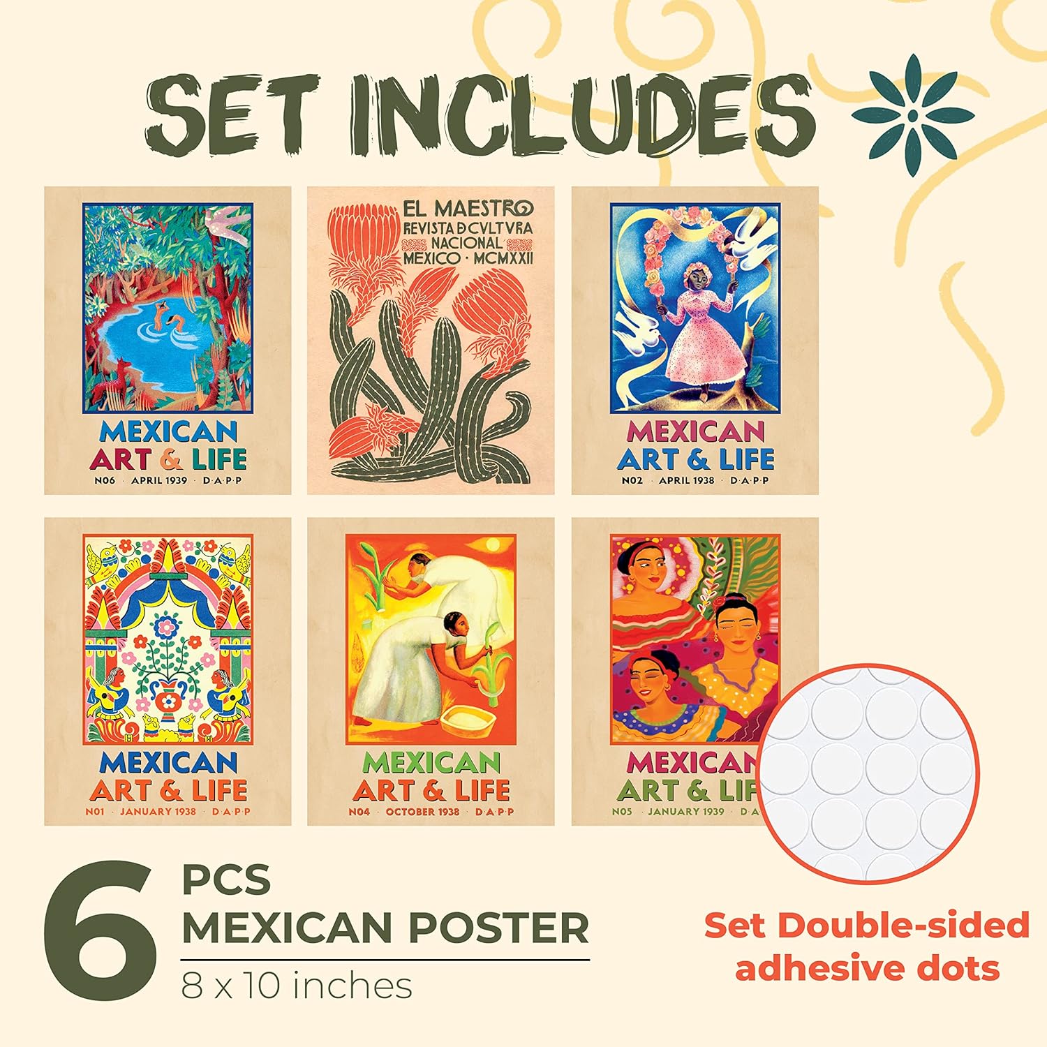 97 Decor Mexican Decor for Home  Mexican Art Wall Decor Vintage Mexican Wall Art Posters Retro Mexico Folk Art Decorations Boho Mexican Picture Mexicana Prints for Kitchen Bedroom 8x10 UNFRAMEDMexican Poster