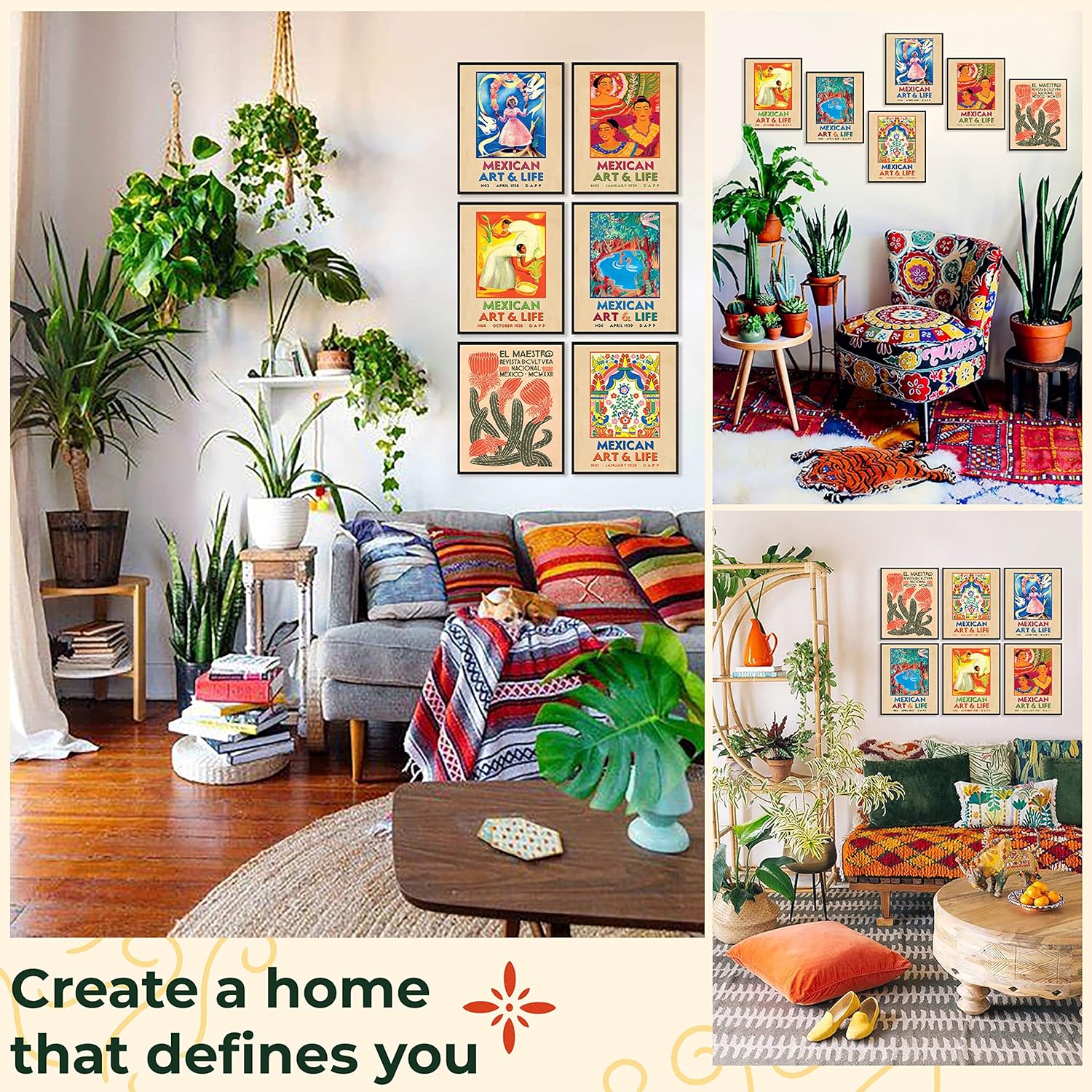 97 Decor Mexican Decor for Home  Mexican Art Wall Decor Vintage Mexican Wall Art Posters Retro Mexico Folk Art Decorations Boho Mexican Picture Mexicana Prints for Kitchen Bedroom 8x10 UNFRAMEDMexican Poster