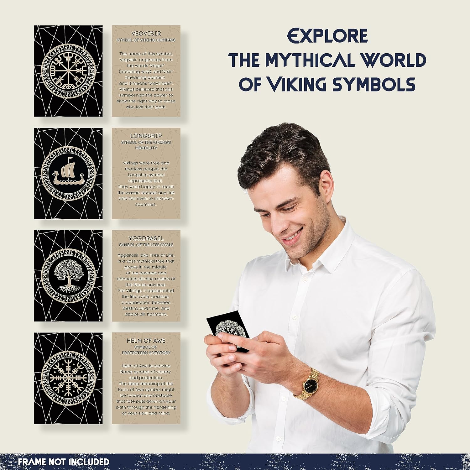 97 Decor Norse Mythology Gifts  Viking Decor for Home Viking Wall Art Vikings Poster Norse Rune Symbol Norse Pagan Decorations for Men Bedroom Viking Print Vegvisir Wall Decor 8x10 UNFRAMED