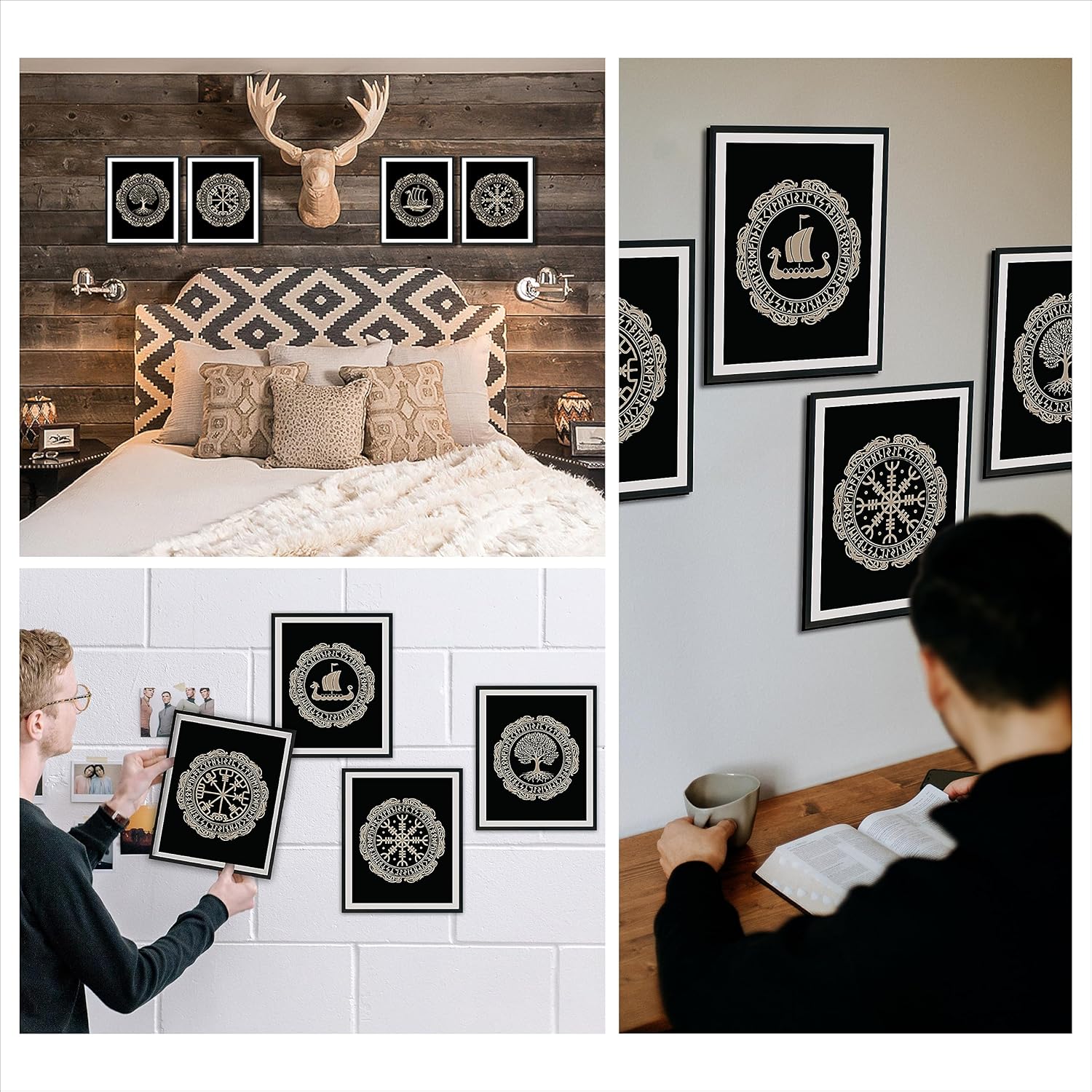 97 Decor Norse Mythology Gifts  Viking Decor for Home Viking Wall Art Vikings Poster Norse Rune Symbol Norse Pagan Decorations for Men Bedroom Viking Print Vegvisir Wall Decor 8x10 UNFRAMED