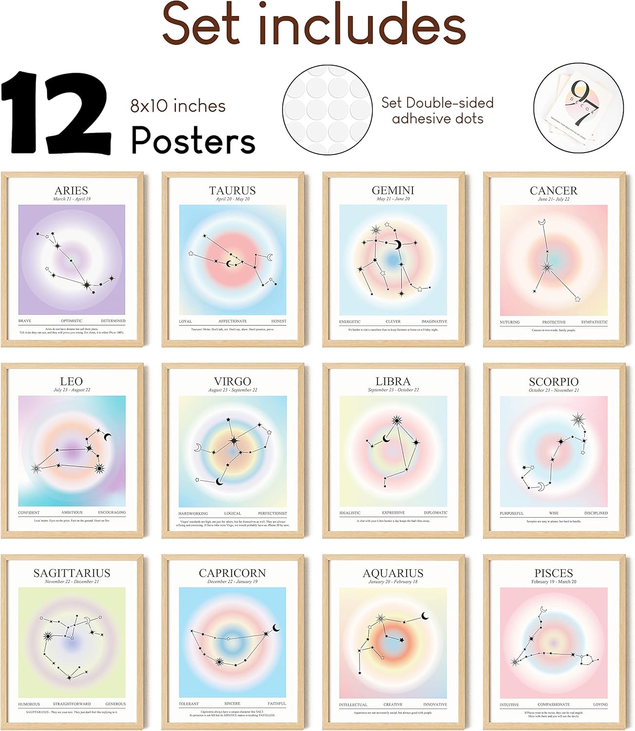 97 Decor Vintage Zodiac Posters  Pisces Astrology Decor Spiritual Room Decor Aesthetic Pictures Leo Libra Zodiac Decor Astronomy Print Twelve Zodiac Bedroom Decorations 8x10 UNFRAMEDZodiac Poster