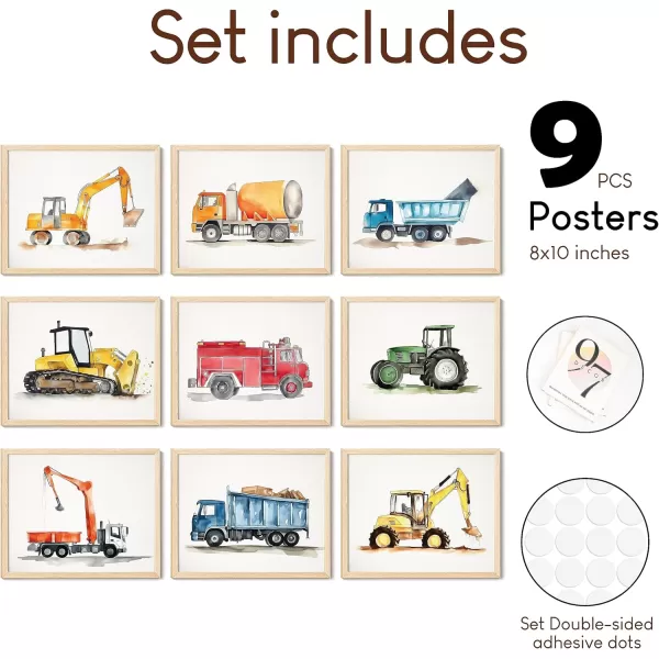 97 Decor Construction Room Decor for Boys  Tractor Wall Decor Dump Truck Wall Art Construction Nursery Decor Tractor Pictures Car Vehicle Prints Transportation Posters for Kids Toddler Unframed