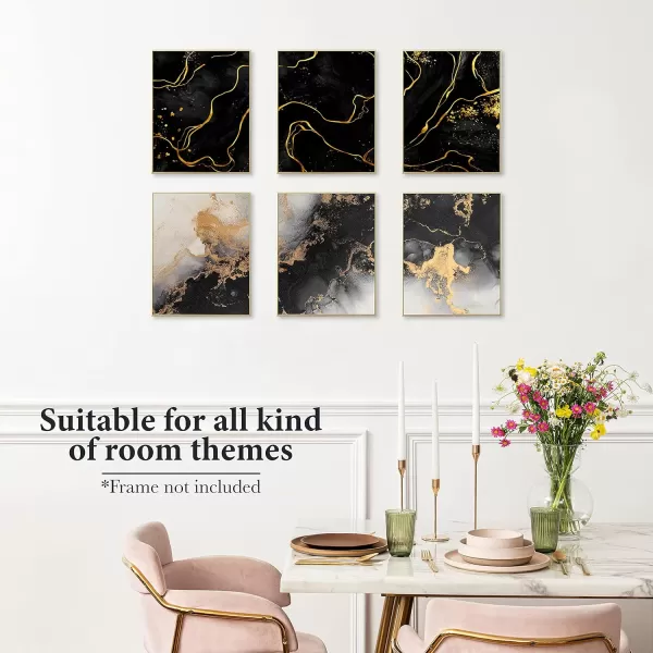 97 Decor Gold Pictures Wall Decor  Black and Gold Wall Decorations for Living Room Gold Black Wall Decor Marble Wall Decor Abstract Gold Marble Art Wall Decor Home Bedroom 8x10 UNFRAMEDBlack and gold