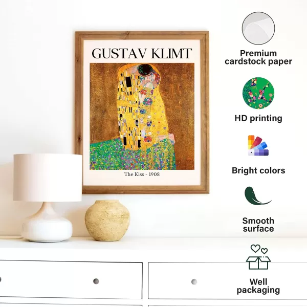 97 Decor Gustav Klimt Wall Art Posters  Gustav Klimt Kiss Poster Lady With Fan Gustav Klimt Sunflower Painting Fine Art Prints Klimt Picture Set Classic Nouveau Artwork Decorations 8x10 UNFRAMEDGustav Klimt