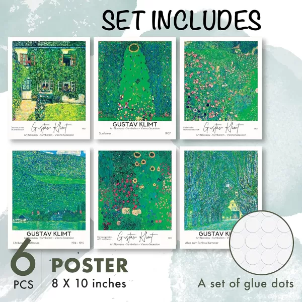 97 Decor Gustav Klimt Wall Art Prints  Gustav Klimt Poster Art Nouveau Decor Famous Painting Prints Botanical Nature Wall Art Green Artwork Landscape Sunflower Pictures for Home 8x10 UNFRAMEDGustav Klimt