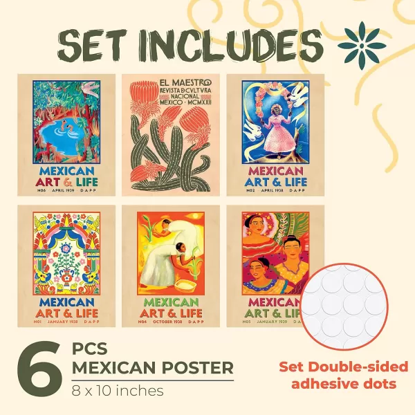 97 Decor Mexican Decor for Home  Mexican Art Wall Decor Vintage Mexican Wall Art Posters Retro Mexico Folk Art Decorations Boho Mexican Picture Mexicana Prints for Kitchen Bedroom 8x10 UNFRAMEDMexican Poster