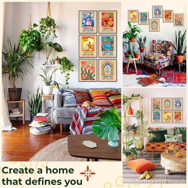 97 Decor Mexican Decor for Home  Mexican Art Wall Decor Vintage Mexican Wall Art Posters Retro Mexico Folk Art Decorations Boho Mexican Picture Mexicana Prints for Kitchen Bedroom 8x10 UNFRAMEDMexican Poster