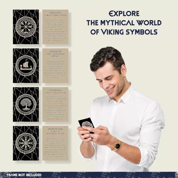97 Decor Norse Mythology Gifts  Viking Decor for Home Viking Wall Art Vikings Poster Norse Rune Symbol Norse Pagan Decorations for Men Bedroom Viking Print Vegvisir Wall Decor 8x10 UNFRAMED