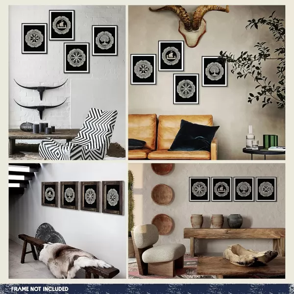 97 Decor Norse Mythology Gifts  Viking Decor for Home Viking Wall Art Vikings Poster Norse Rune Symbol Norse Pagan Decorations for Men Bedroom Viking Print Vegvisir Wall Decor 8x10 UNFRAMED