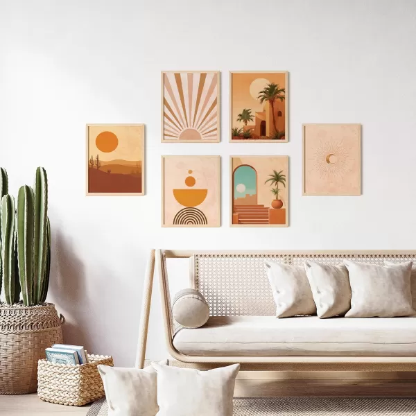 97 Decor Terracotta Boho Wall Art  Mid Century Modern Wall Decor Abstract Boho Pictures Wall Decor Terracotta Desert Sun Art Prints Orange Boho Landscape Poster for Home Bedroom 8x10 UnframedTerracotta boho