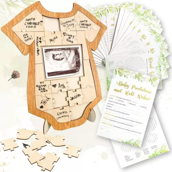 97 Decor Baby Shower Guest Book Frame  Baby Shower Sign In Guest Book Baby Shower Predictions Card Onesie Puzzle Wood Guestbook Alternatives For Baby Shower Decorations