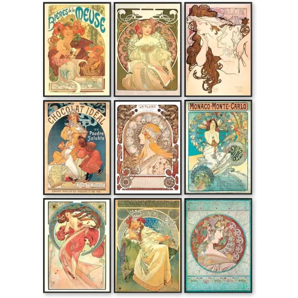 97 Decor Gustav Klimt Wall Art Posters  Gustav Klimt Kiss Poster Lady With Fan Gustav Klimt Sunflower Painting Fine Art Prints Klimt Picture Set Classic Nouveau Artwork Decorations 8x10 UNFRAMEDAlphonse Mucha Art