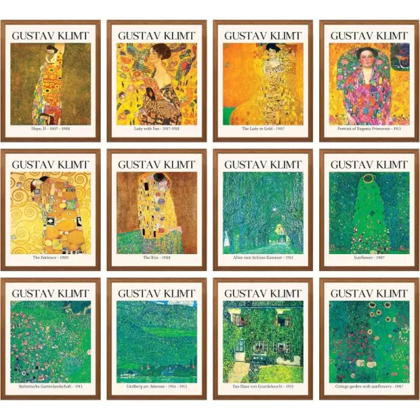 97 Decor Gustav Klimt Wall Art Posters  Gustav Klimt Kiss Poster Lady With Fan Gustav Klimt Sunflower Painting Fine Art Prints Klimt Picture Set Classic Nouveau Artwork Decorations 8x10 UNFRAMEDGustav Klimt
