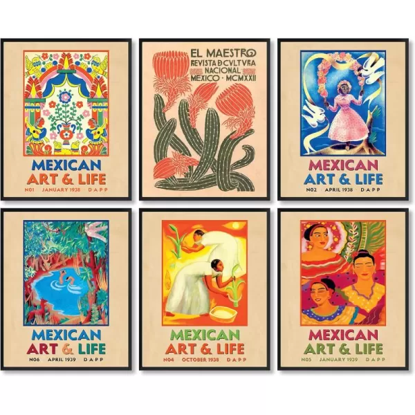 97 Decor Mexican Decor for Home  Mexican Art Wall Decor Vintage Mexican Wall Art Posters Retro Mexico Folk Art Decorations Boho Mexican Picture Mexicana Prints for Kitchen Bedroom 8x10 UNFRAMEDMexican Poster