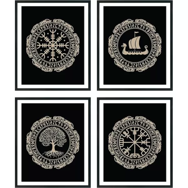 97 Decor Norse Mythology Gifts  Viking Decor for Home Viking Wall Art Vikings Poster Norse Rune Symbol Norse Pagan Decorations for Men Bedroom Viking Print Vegvisir Wall Decor 8x10 UNFRAMED