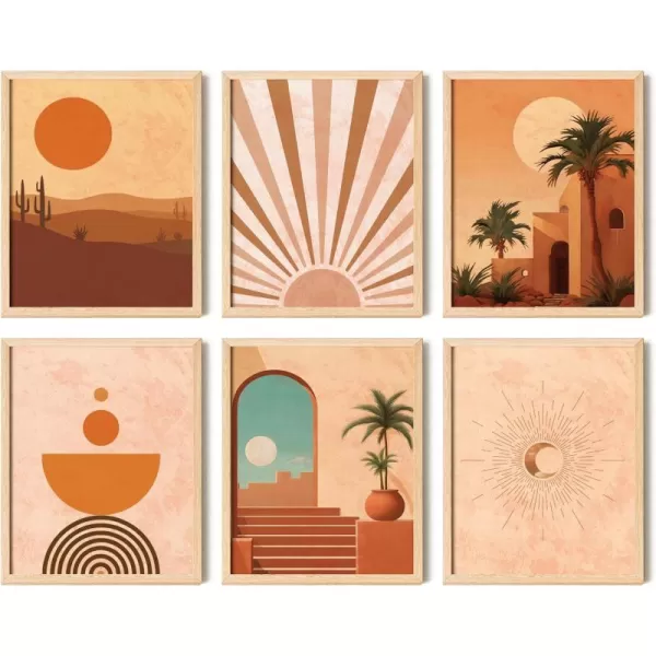 97 Decor Terracotta Boho Wall Art  Mid Century Modern Wall Decor Abstract Boho Pictures Wall Decor Terracotta Desert Sun Art Prints Orange Boho Landscape Poster for Home Bedroom 8x10 UnframedTerracotta boho