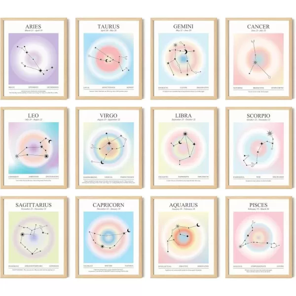 97 Decor Vintage Zodiac Posters  Pisces Astrology Decor Spiritual Room Decor Aesthetic Pictures Leo Libra Zodiac Decor Astronomy Print Twelve Zodiac Bedroom Decorations 8x10 UNFRAMEDZodiac Poster