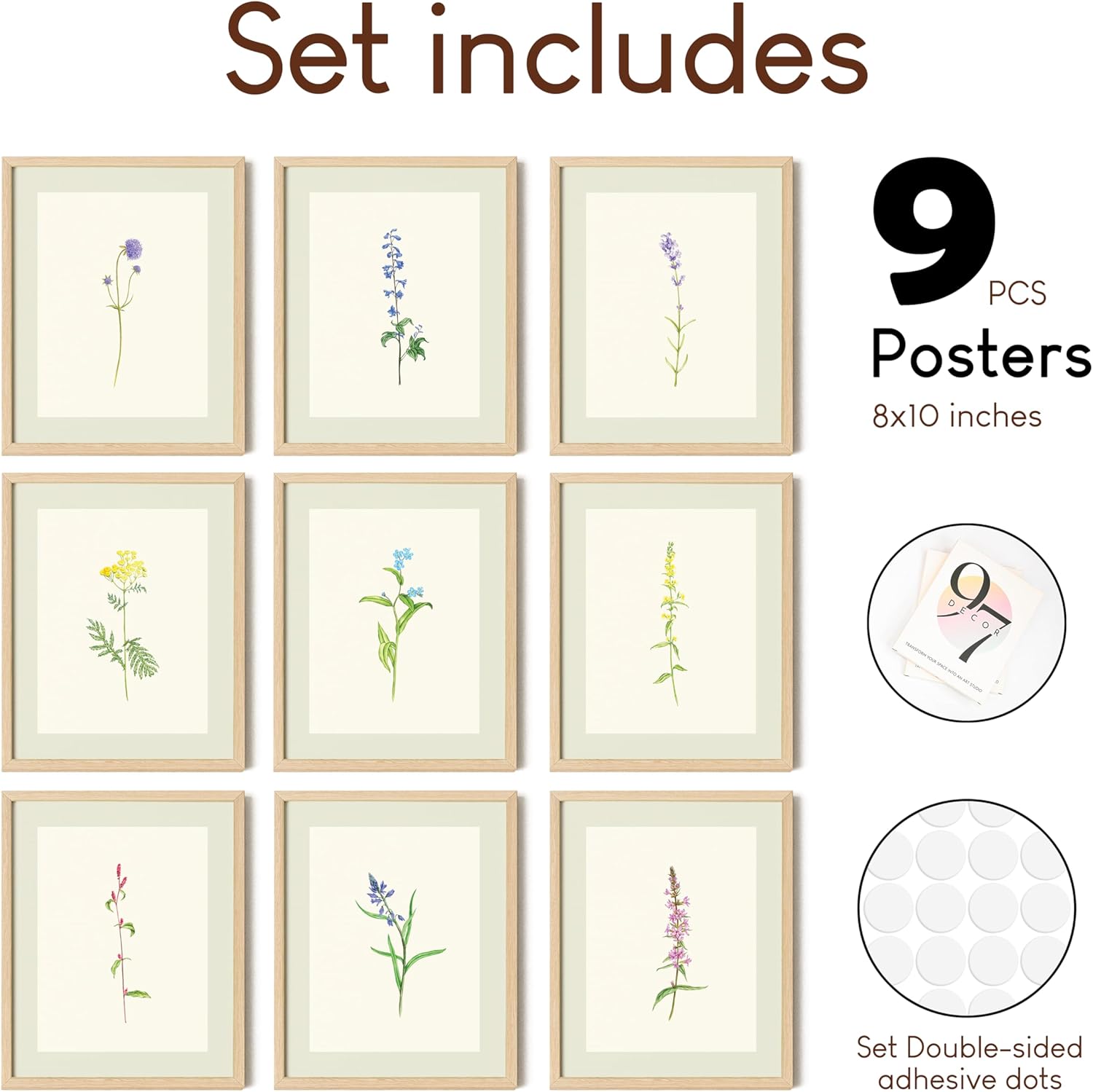 97 Decor Vintage Botanical Wall Art  Antique Botanical Prints Rustic Floral Wall Art Flower Art Wall Decor Wildflower Posters Botany Pictures for Home Bedroom Decorations 8x10 UNFRAMEDBotanical