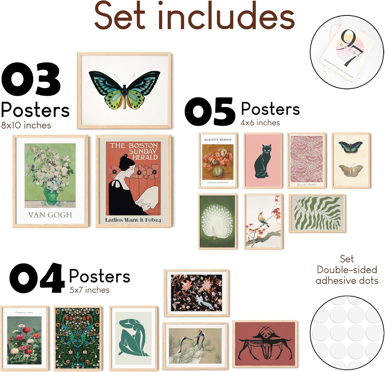 97 Decor Vintage Eclectic Home Decor  Boho Gallery Wall Art Prints Set Cute Dorm Posters For Room Aesthetic Pictures Earthy Boho Wall Decor For Teen Girl Bedroom Apartment Decoration Unframed