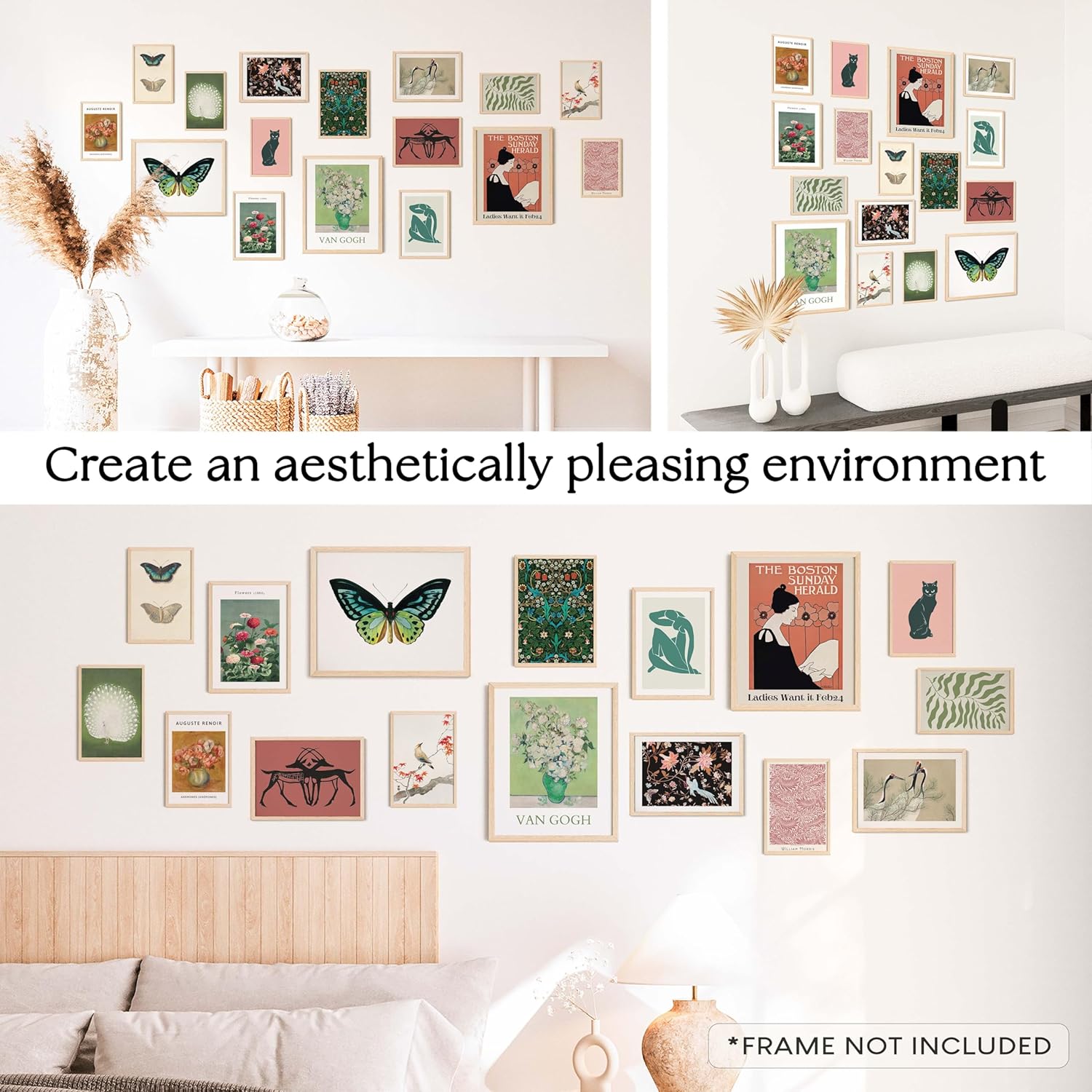97 Decor Vintage Eclectic Home Decor  Boho Gallery Wall Art Prints Set Cute Dorm Posters For Room Aesthetic Pictures Earthy Boho Wall Decor For Teen Girl Bedroom Apartment Decoration Unframed
