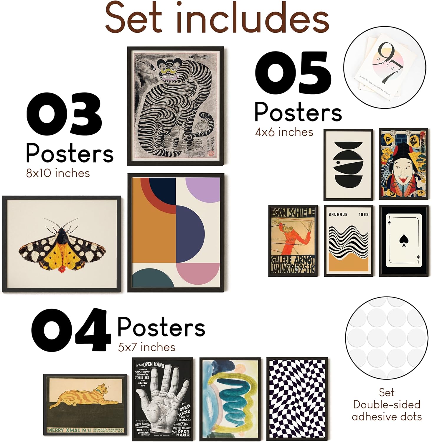 97 Decor Vintage Eclectic Wall Art  Maximalist Decor Gallery Wall Prints Eclectic Home Decor Aesthetic Colorful Art Prints Abstract Contemporary Art Funky Decor for Dorm Bedroom 8x10 Unframed