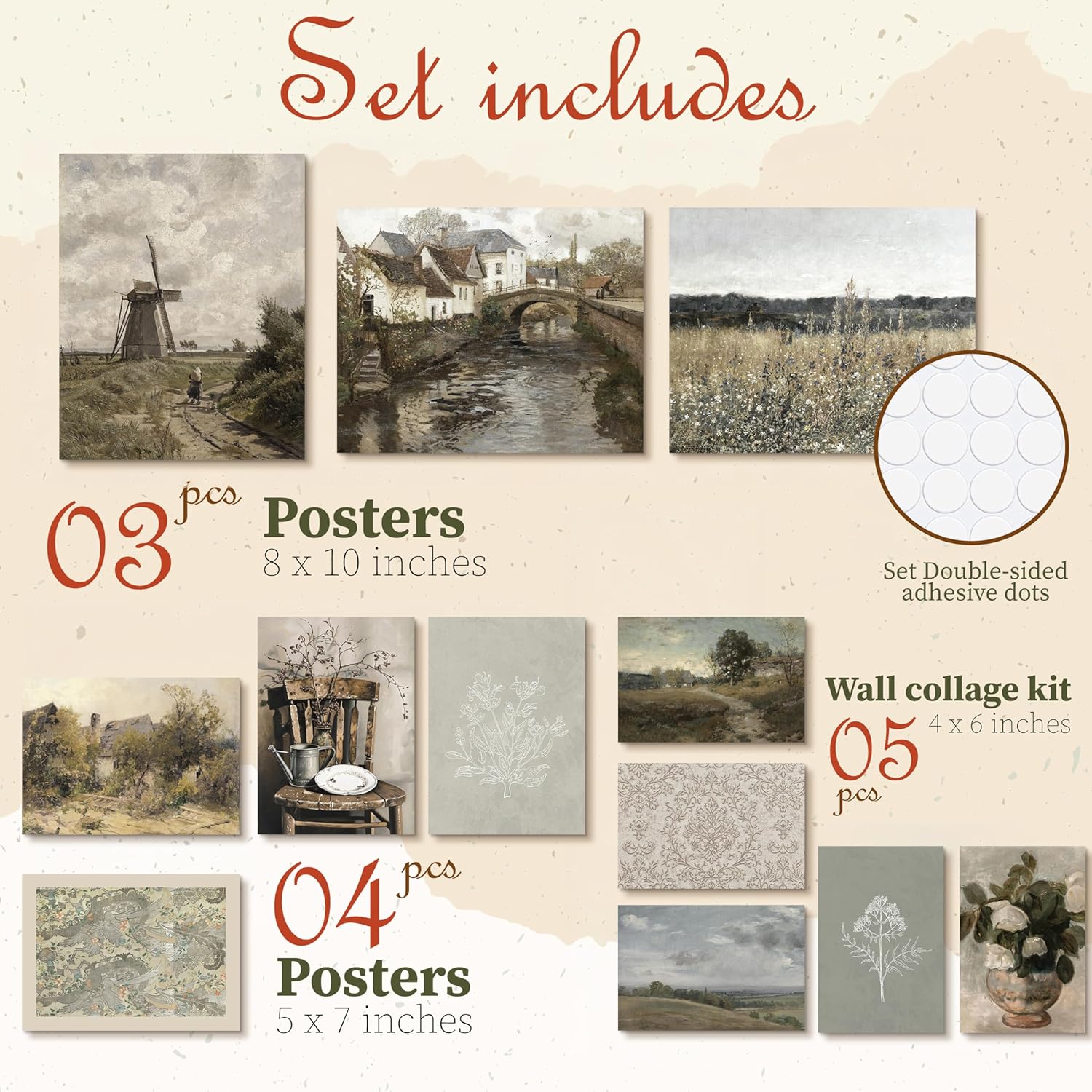 97 Decor Vintage Farmhouse Wall Art  Vintage Posters for Room Aesthetic French Country Farmhouse Decor Rustic Farmhouse Pictures Vintage Art Prints Landscape Wall Art for Bedroom 8x10 Unframed
