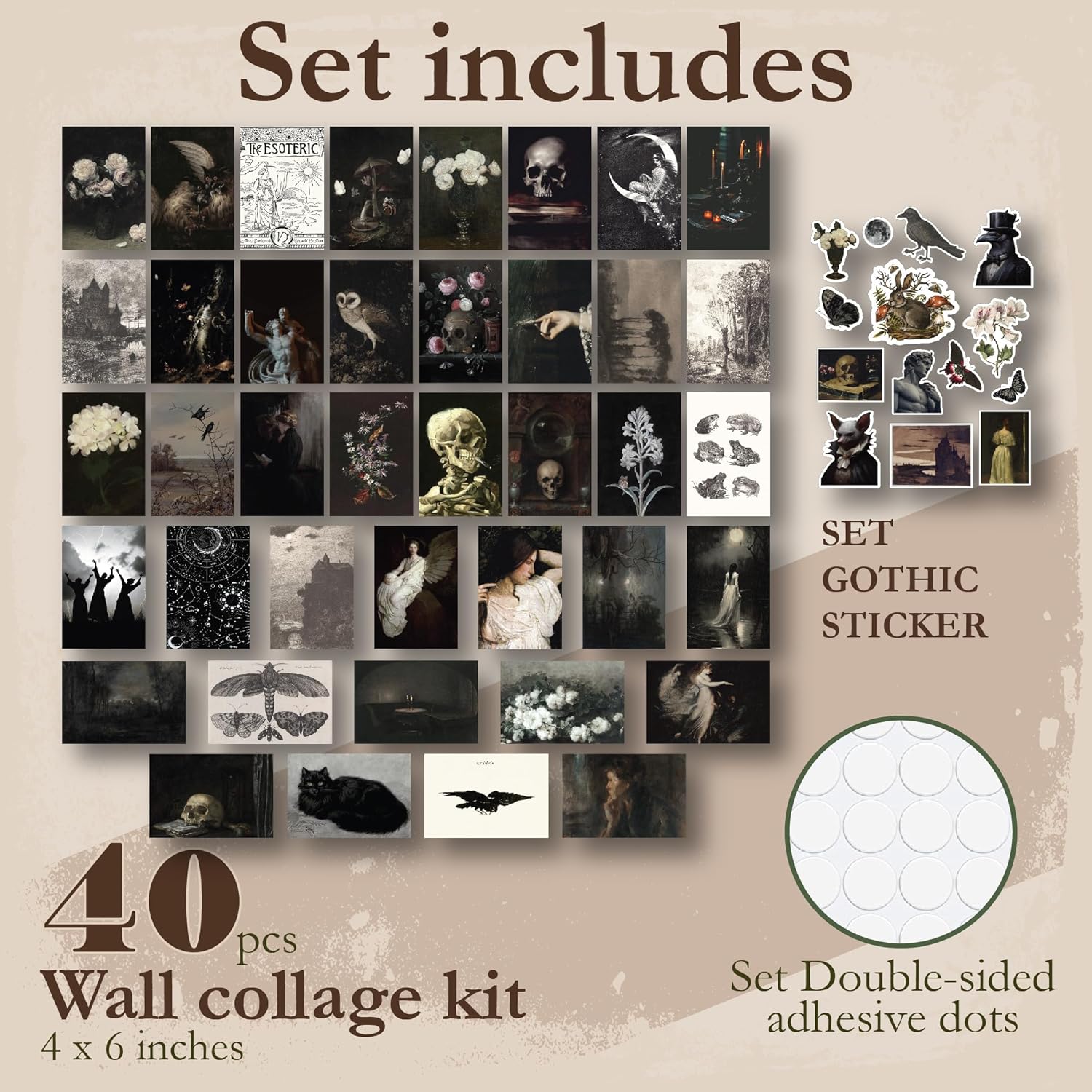 97 Decor Vintage Gothic Decor for Home  40 Pcs Gothic Wall Art Goth Posters Moody Goth Room Decor Aesthetic Pictures Creepy Spooky Wall Collage Kit Dark Academia Prints for Dorm Bedroom 4quotx6quot