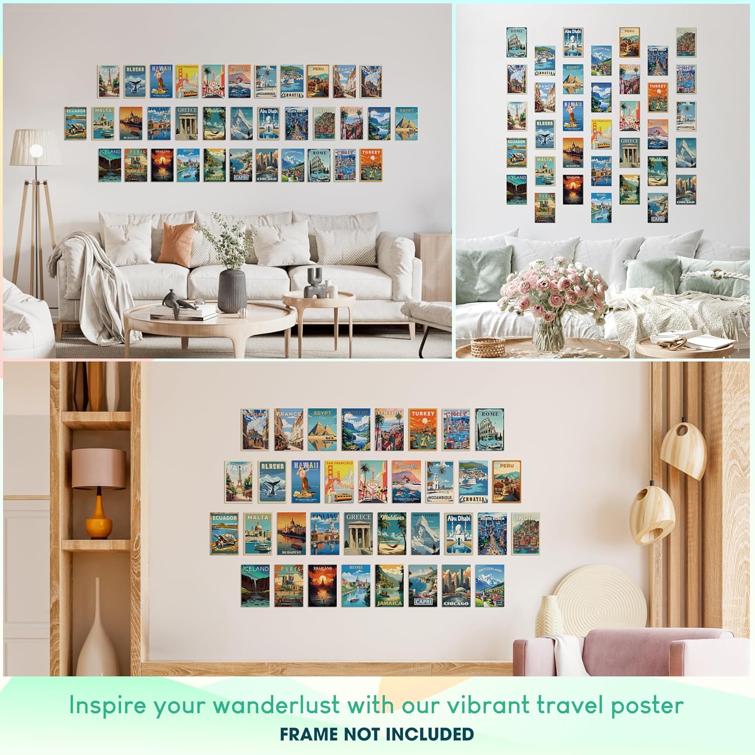 97 Decor Vintage Travel Decor  Travel Posters Wall Art Prints Vintage Postcards from Around The World City Landscape Aesthetic Pictures Retro Popular Cities Photo Collage Kit for Teen Bedroom 4x6Travel Collage