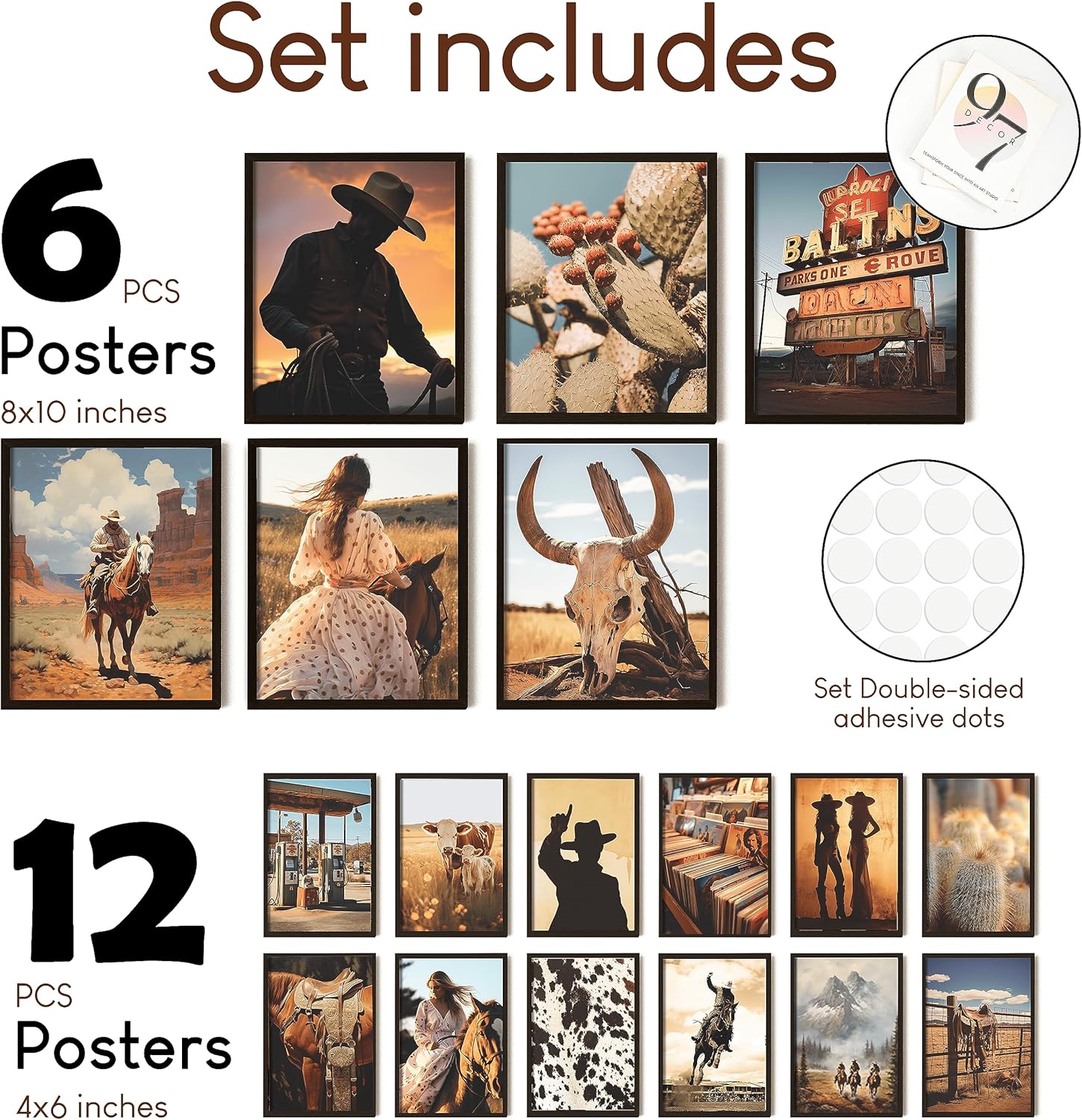 97 Decor Western Room Decor for Bedroom  Western Wall Decor Western Wall Art Prints Western Pictures Wall Decor Antique Cowboy Decor for Home Vintage Cowgirl Poster for Living Room UNFRAMED