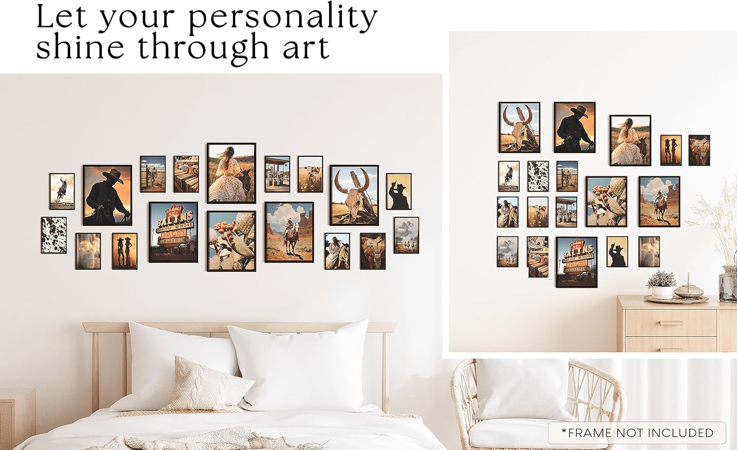 97 Decor Western Room Decor for Bedroom  Western Wall Decor Western Wall Art Prints Western Pictures Wall Decor Antique Cowboy Decor for Home Vintage Cowgirl Poster for Living Room UNFRAMED